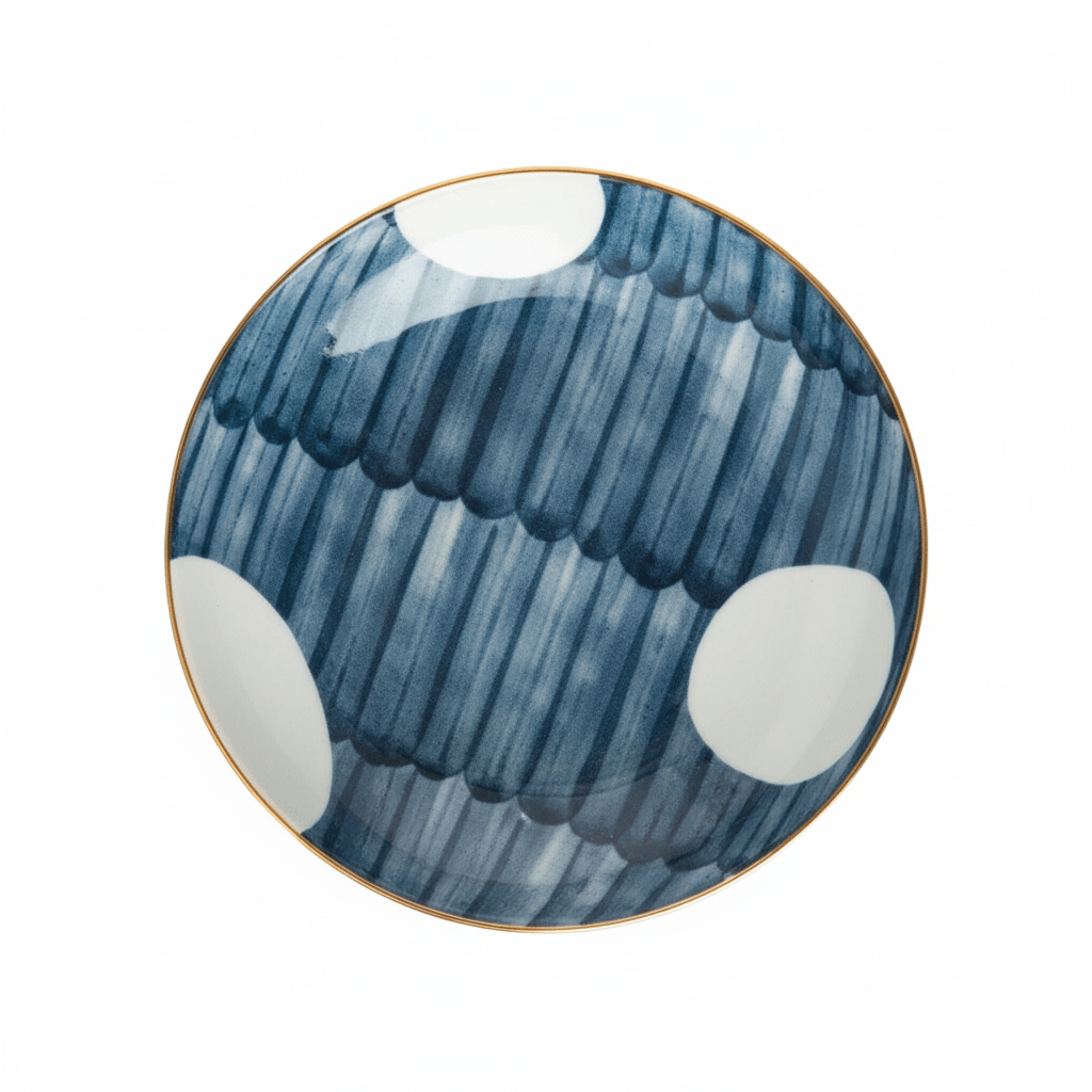 Hom & Ember – Intricate Patterned Ceramic Plate Set in Navy for a Stylish Dining Experience - Hom & Ember