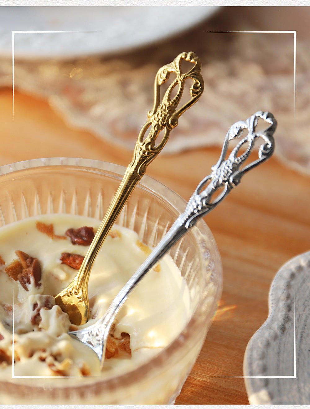 Hom & Ember – Intricately Carved Dessert Spoon Set for an Elegant Dining Experience - Hom & Ember