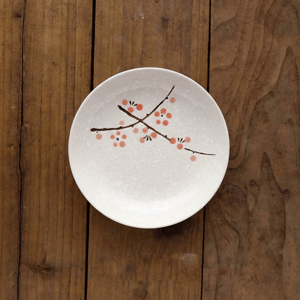 Hom & Ember – Japanese Cherry Blossom Ceramic Plate for an Elegant Dining Experience - Hom & Ember