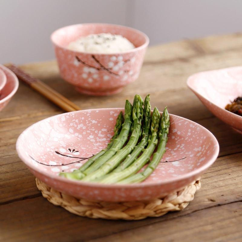 Hom & Ember – Japanese Cherry Blossom Ceramic Plate for an Elegant Dining Experience - Hom & Ember