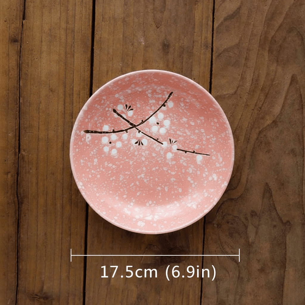 Hom & Ember – Japanese Cherry Blossom Ceramic Plate for an Elegant Dining Experience - Hom & Ember
