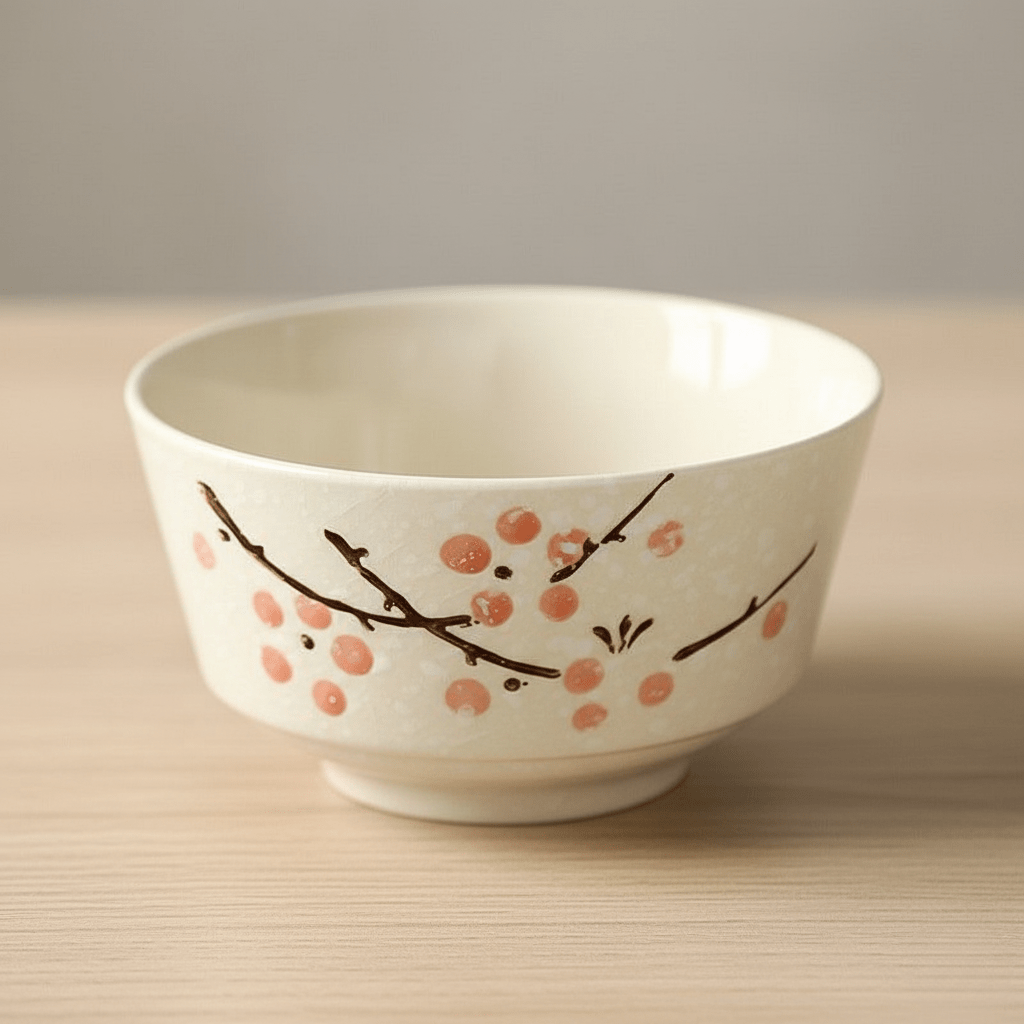 Hom & Ember – Japanese Cherry Blossom Ceramic Rice Bowl for a Touch of Oriental Elegance - Hom & Ember