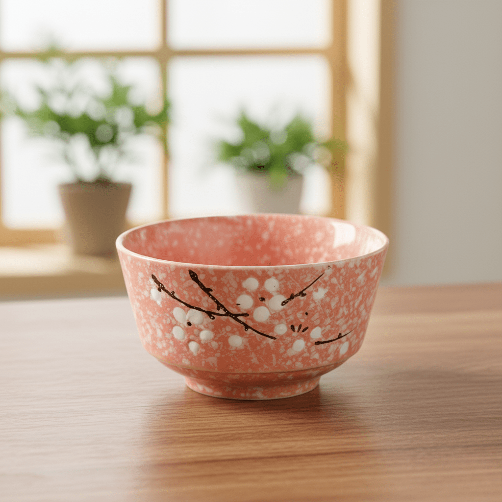 Hom & Ember – Japanese Cherry Blossom Ceramic Rice Bowl for a Touch of Oriental Elegance - Hom & Ember