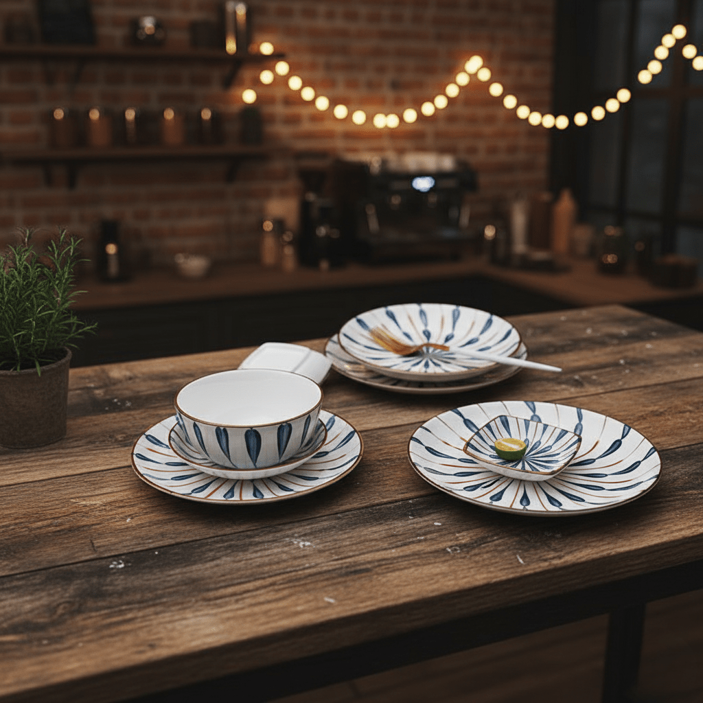 Hom & Ember – Lotus - Shaped Ceramic Plate Set for an Elegant Dining Experience - Hom & Ember