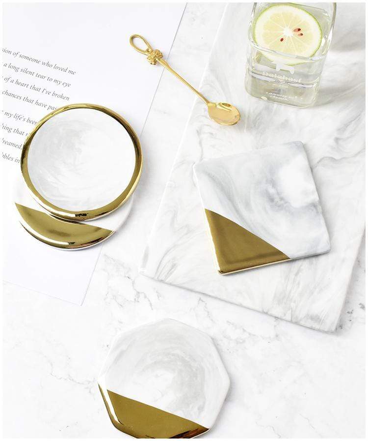 Hom & Ember – Luxe Marble Drinks Coaster for Elegant Settings - Hom & Ember