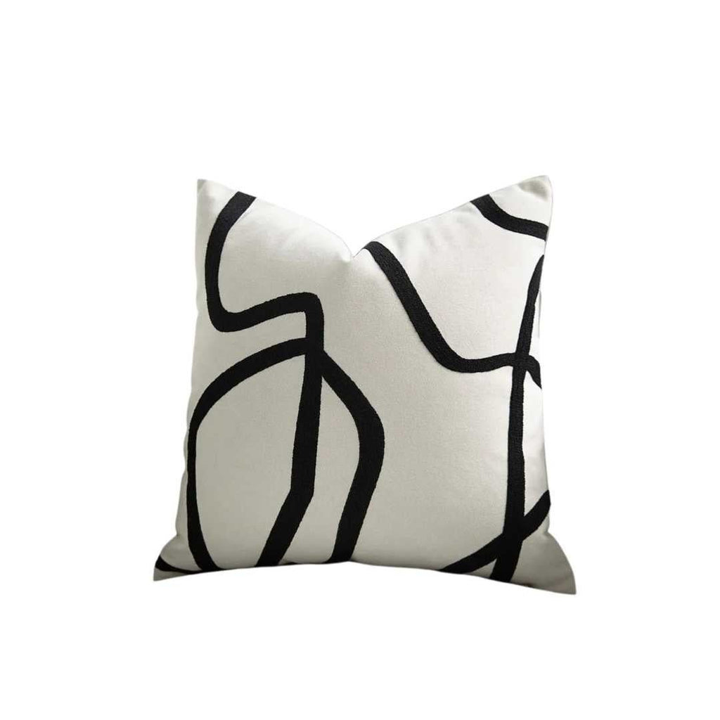 Hom & Ember – Luxurious Black and White Geometric Patterns Cushion Cover for a Modern Chic Interiors - Hom & Ember
