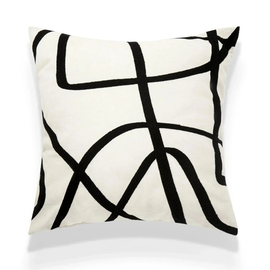 Hom & Ember – Luxurious Black and White Geometric Patterns Cushion Cover for a Modern Chic Interiors - Hom & Ember