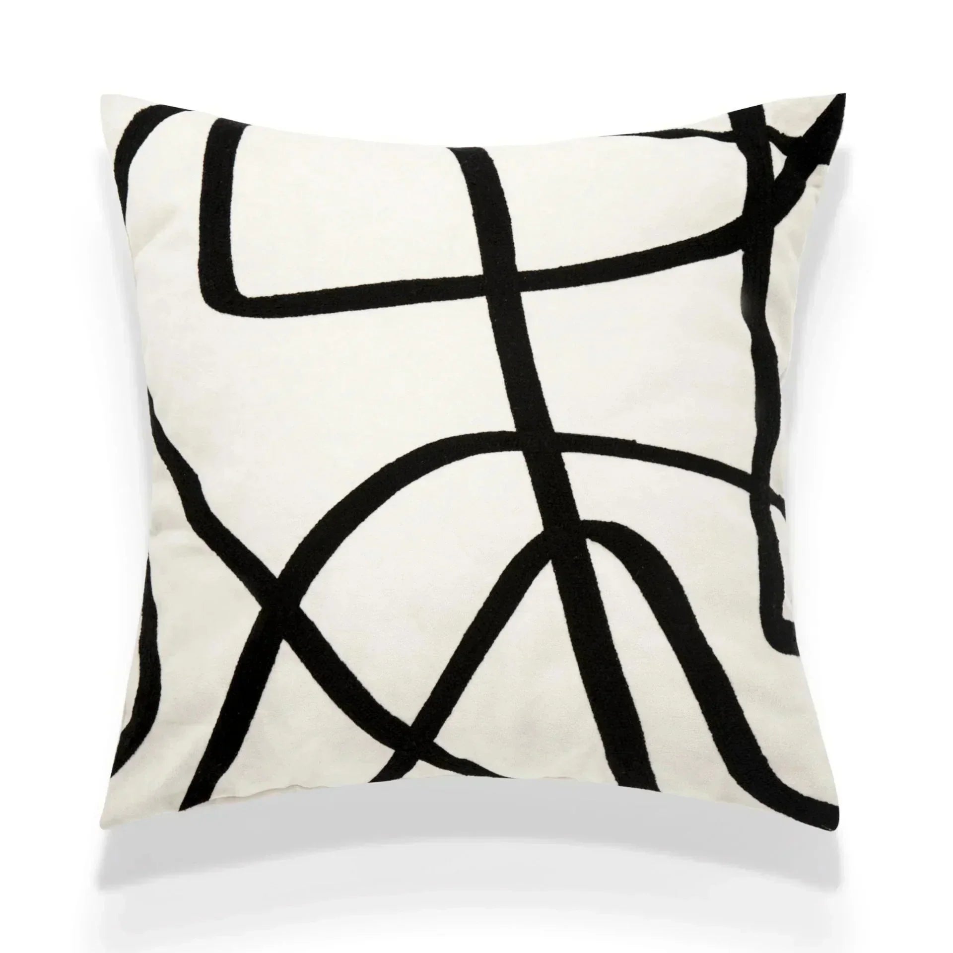 Hom & Ember – Luxurious Black and White Geometric Patterns Cushion Cover for a Modern Chic Interiors - Hom & Ember
