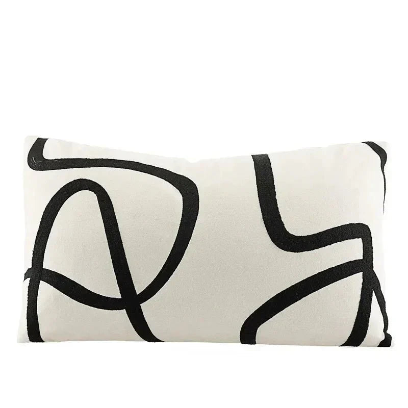 Hom & Ember – Luxurious Black and White Geometric Patterns Cushion Cover for a Modern Chic Interiors - Hom & Ember