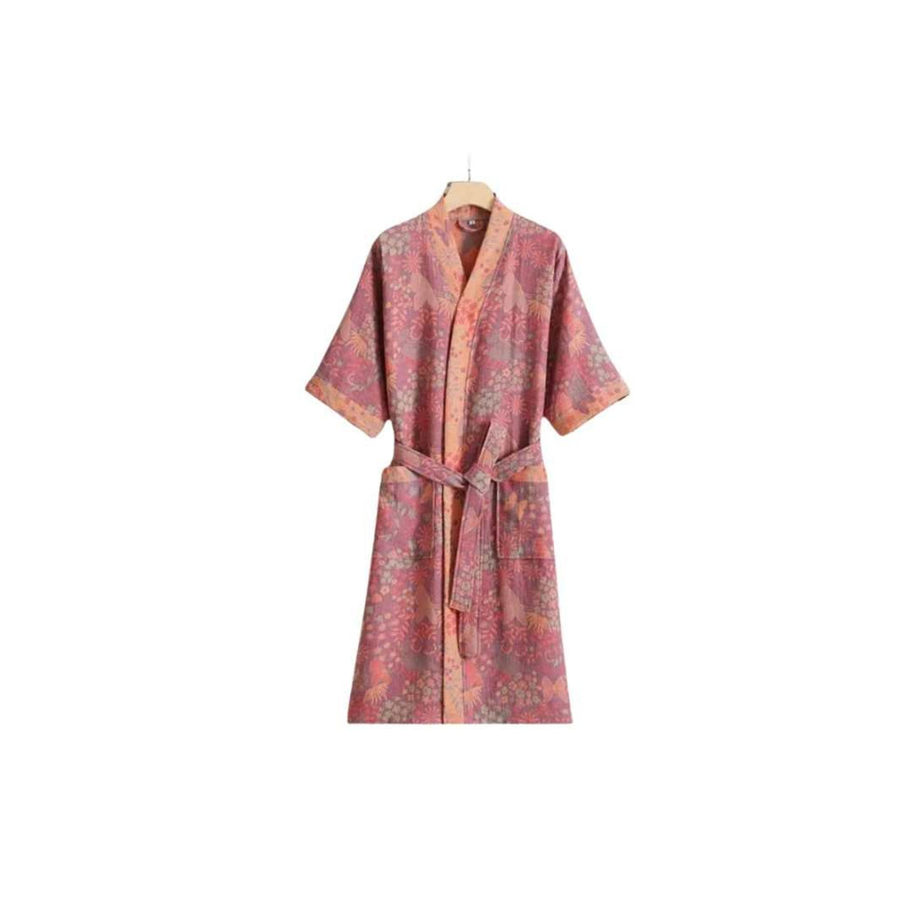 Hom & Ember – Luxurious Cotton Bathrobe in Retro Patterns for a Cozy Elegance - Hom & Ember