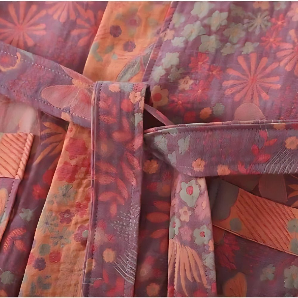 Hom & Ember – Luxurious Cotton Bathrobe in Retro Patterns for a Cozy Elegance - Hom & Ember