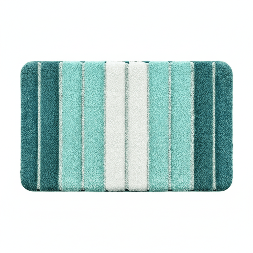 Hom & Ember – Luxurious Light Striped Bath Mat for a Stylish Bathroom Aesthetics with Serene Ambiance - Hom & Ember