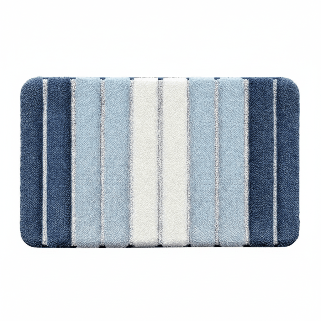 Hom & Ember – Luxurious Light Striped Bath Mat for a Stylish Bathroom Aesthetics with Serene Ambiance - Hom & Ember