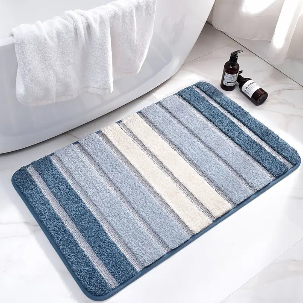Hom & Ember – Luxurious Light Striped Bath Mat for a Stylish Bathroom Aesthetics with Serene Ambiance - Hom & Ember