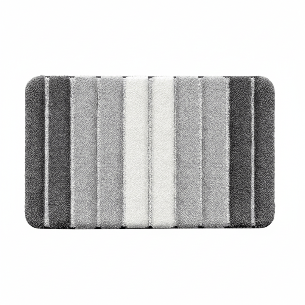 Hom & Ember – Luxurious Light Striped Bath Mat for a Stylish Bathroom Aesthetics with Serene Ambiance - Hom & Ember