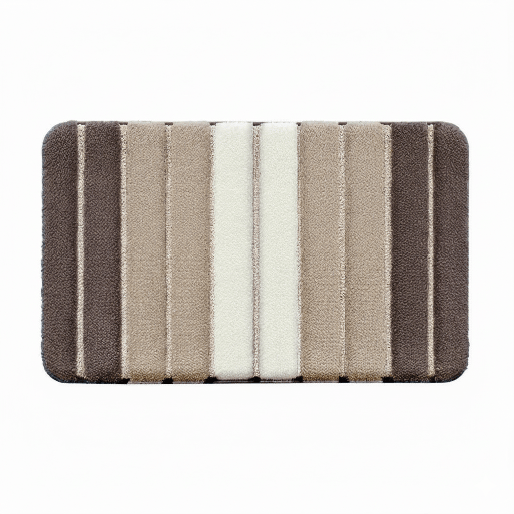 Hom & Ember – Luxurious Light Striped Bath Mat for a Stylish Bathroom Aesthetics with Serene Ambiance - Hom & Ember