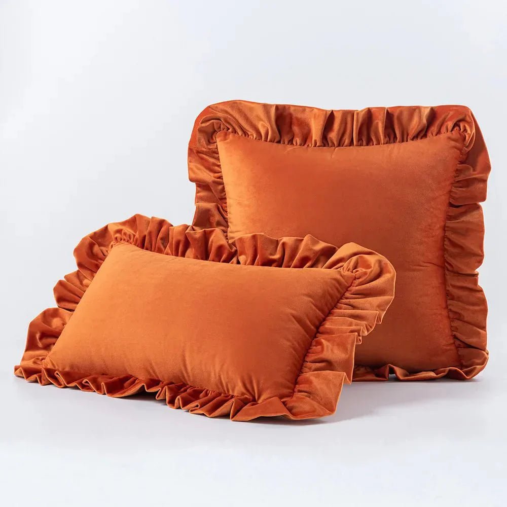 Hom & Ember – Luxurious Velvet Cushion Covers in Elegant Ruffles Perfect for a Stylish Retreat - Hom & Ember