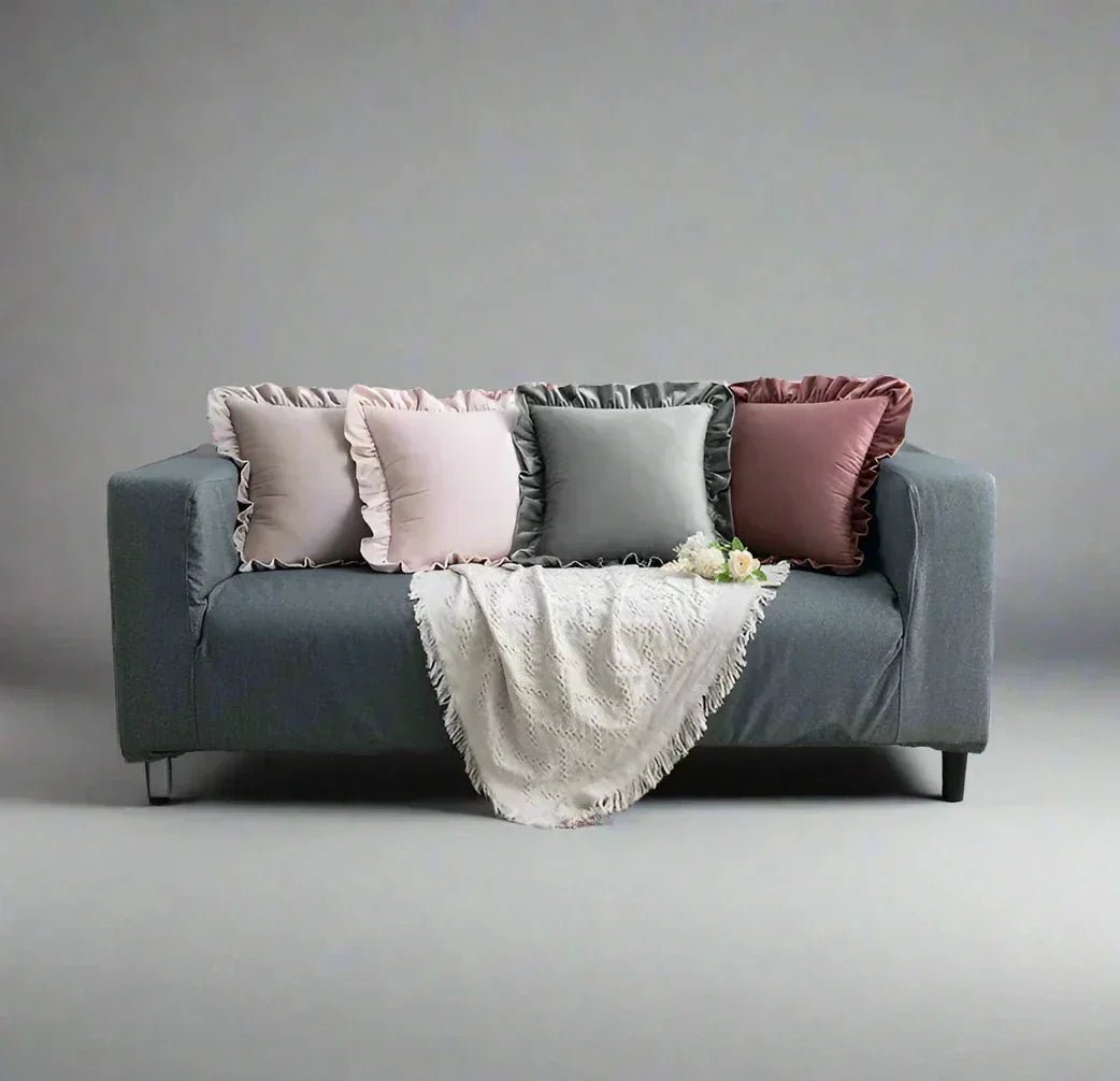 Hom & Ember – Luxurious Velvet Cushion Covers in Elegant Ruffles Perfect for a Stylish Retreat - Hom & Ember