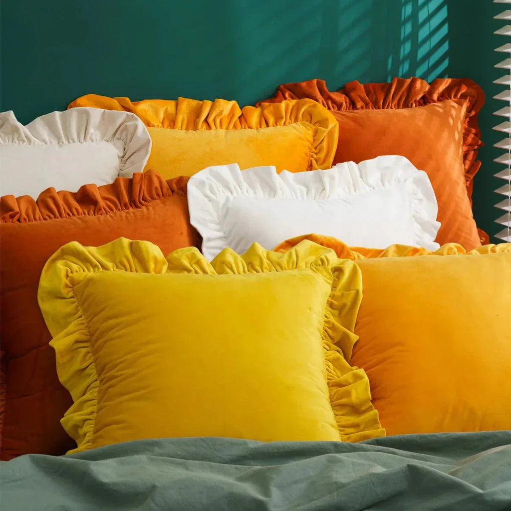 Hom & Ember – Luxurious Velvet Cushion Covers in Elegant Ruffles Perfect for a Stylish Retreat - Hom & Ember
