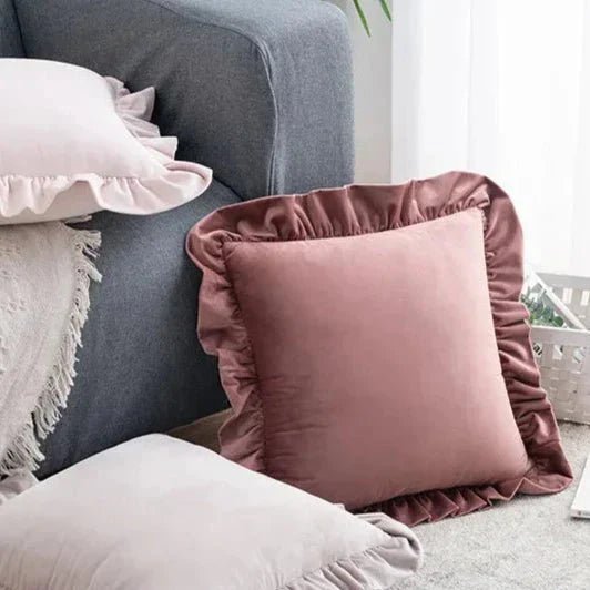 Hom & Ember – Luxurious Velvet Cushion Covers in Elegant Ruffles Perfect for a Stylish Retreat - Hom & Ember