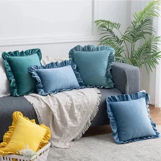 Hom & Ember – Luxurious Velvet Cushion Covers in Elegant Ruffles Perfect for a Stylish Retreat - Hom & Ember