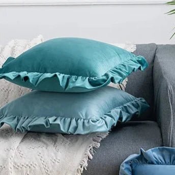 Hom & Ember – Luxurious Velvet Cushion Covers in Elegant Ruffles Perfect for a Stylish Retreat - Hom & Ember