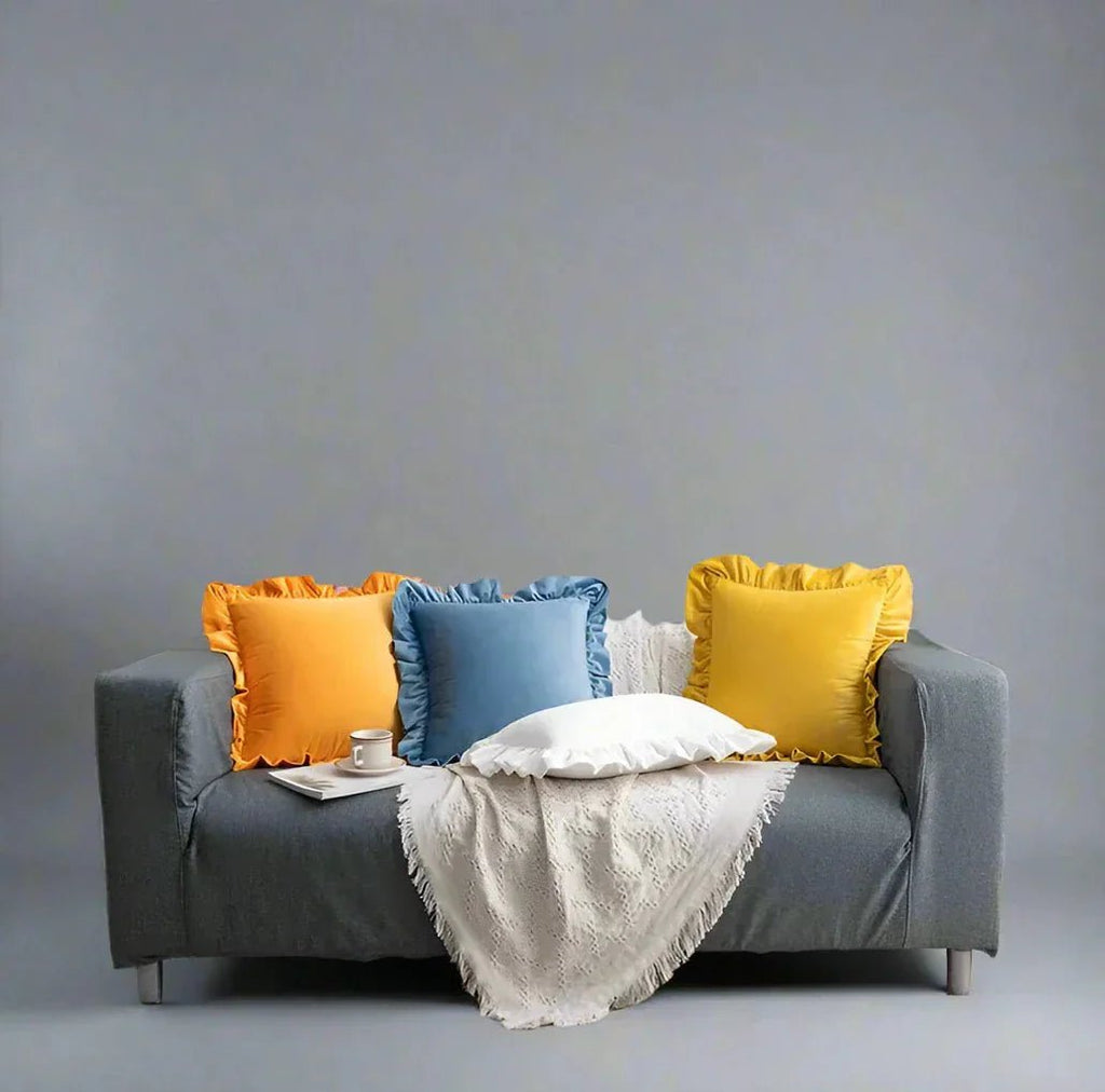 Hom & Ember – Luxurious Velvet Cushion Covers in Elegant Ruffles Perfect for a Stylish Retreat - Hom & Ember