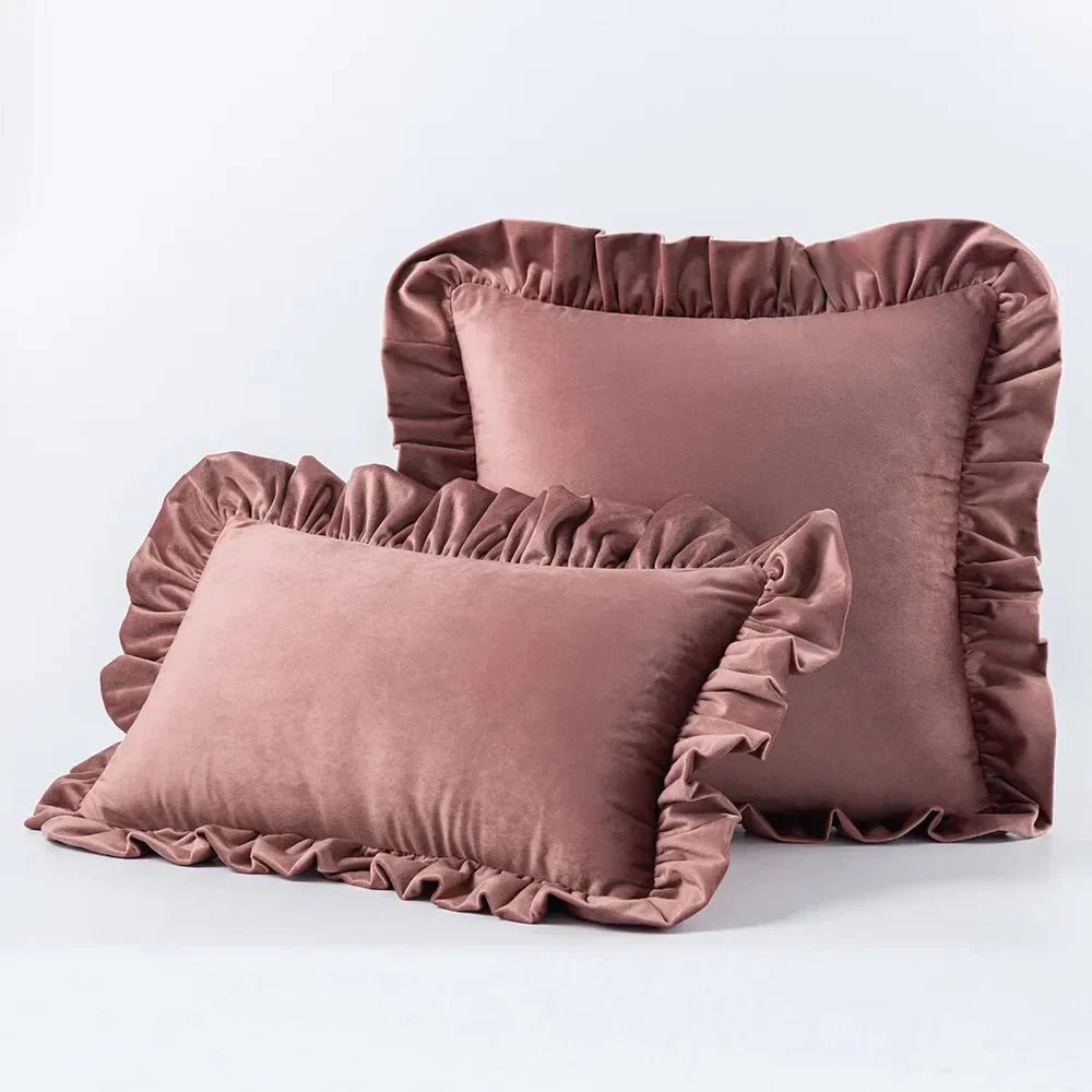 Hom & Ember – Luxurious Velvet Cushion Covers in Elegant Ruffles Perfect for a Stylish Retreat - Hom & Ember