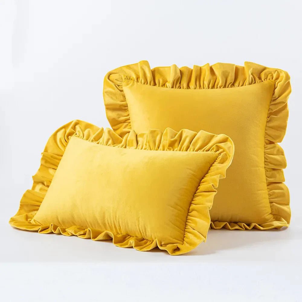 Hom & Ember – Luxurious Velvet Cushion Covers in Elegant Ruffles Perfect for a Stylish Retreat - Hom & Ember