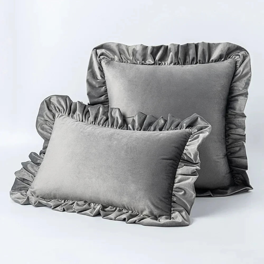Hom & Ember – Luxurious Velvet Cushion Covers in Elegant Ruffles Perfect for a Stylish Retreat - Hom & Ember