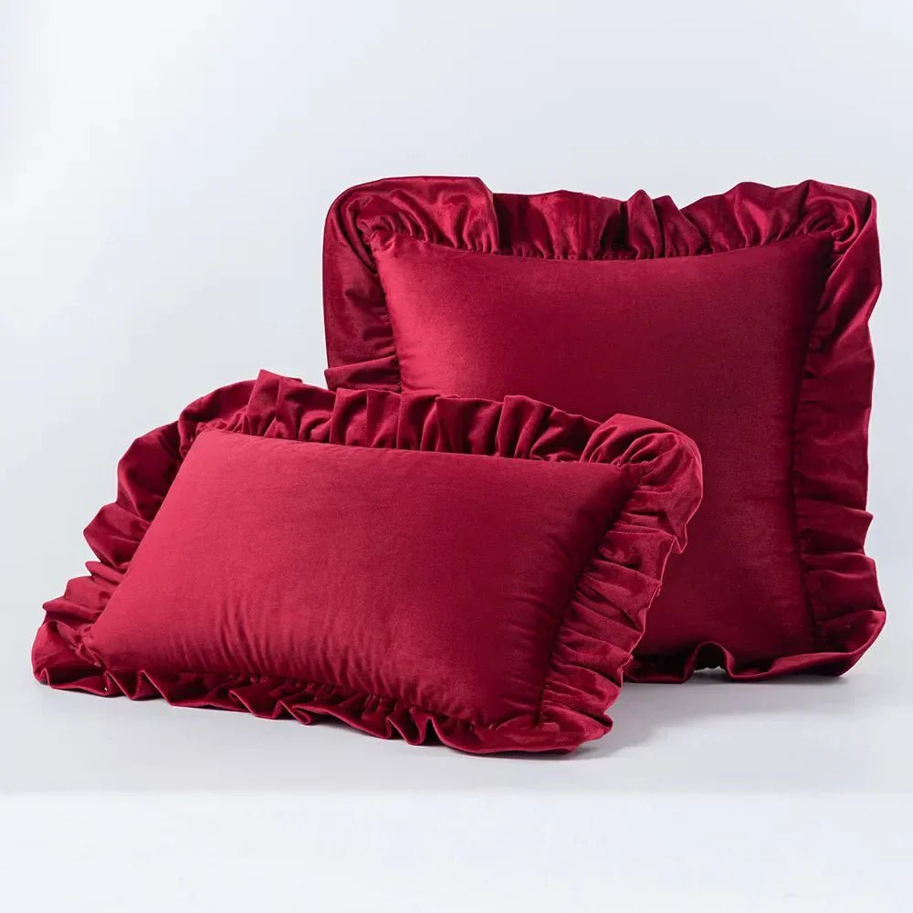 Hom & Ember – Luxurious Velvet Cushion Covers in Elegant Ruffles Perfect for a Stylish Retreat - Hom & Ember