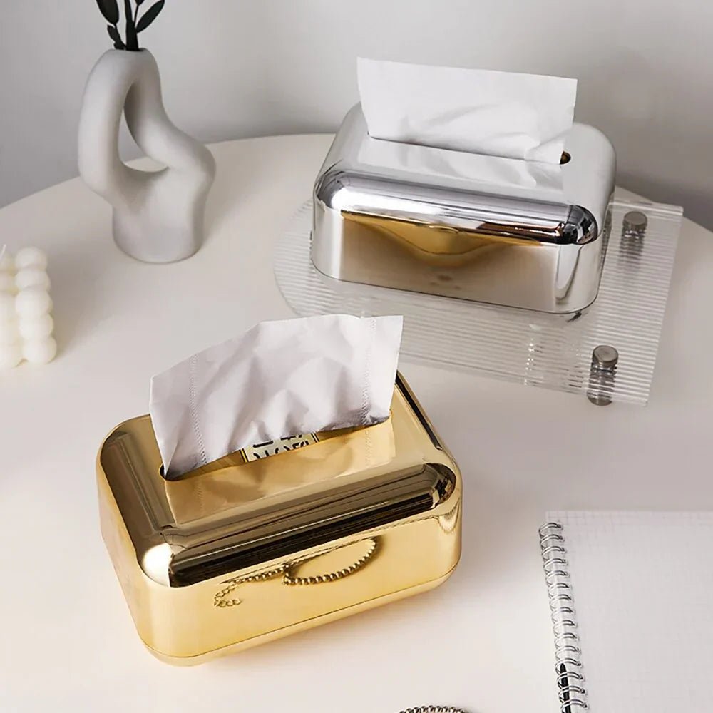 Hom & Ember – Luxury Gold & Silver Tissue Box - Hom & Ember