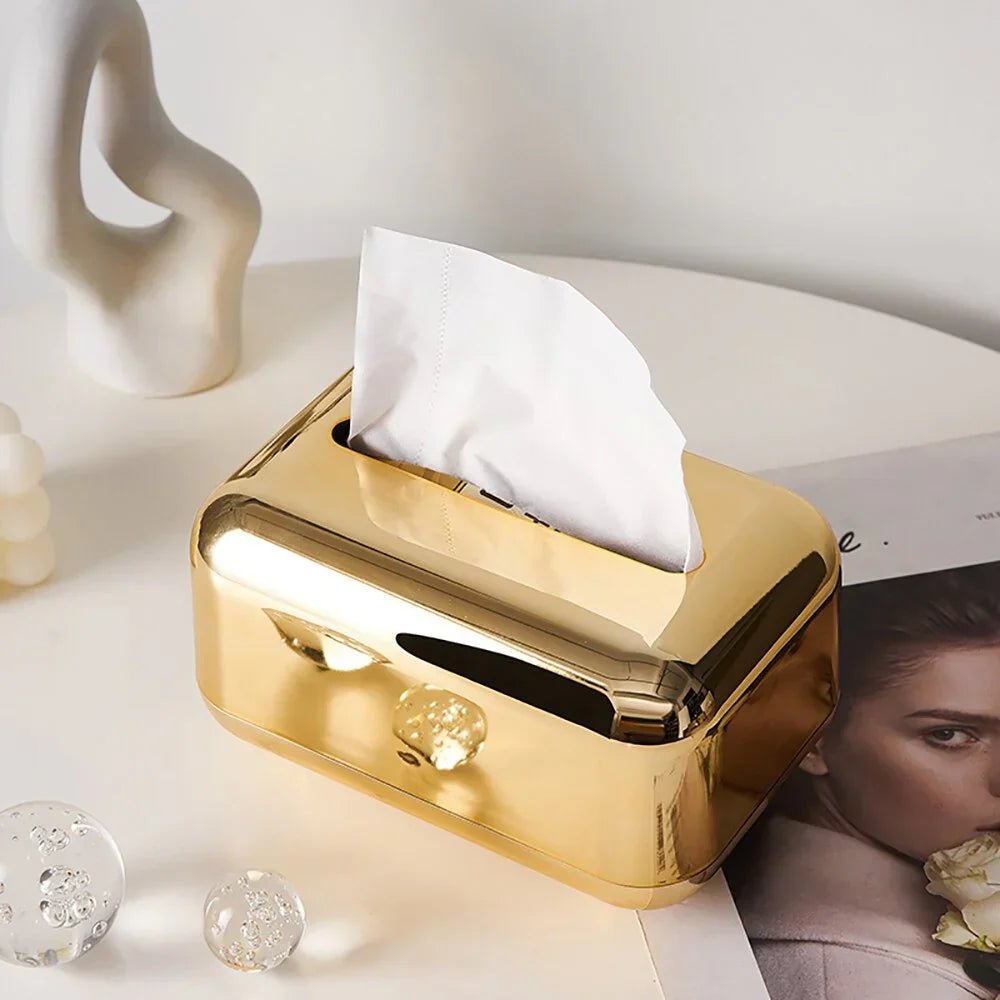 Hom & Ember – Luxury Gold & Silver Tissue Box - Hom & Ember