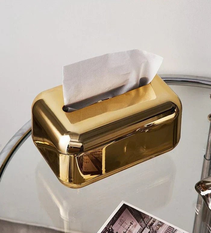 Hom & Ember – Luxury Gold & Silver Tissue Box - Hom & Ember