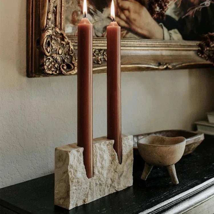 Hom & Ember – Marble Candle Holder for a Sophisticated Ambiance - Hom & Ember