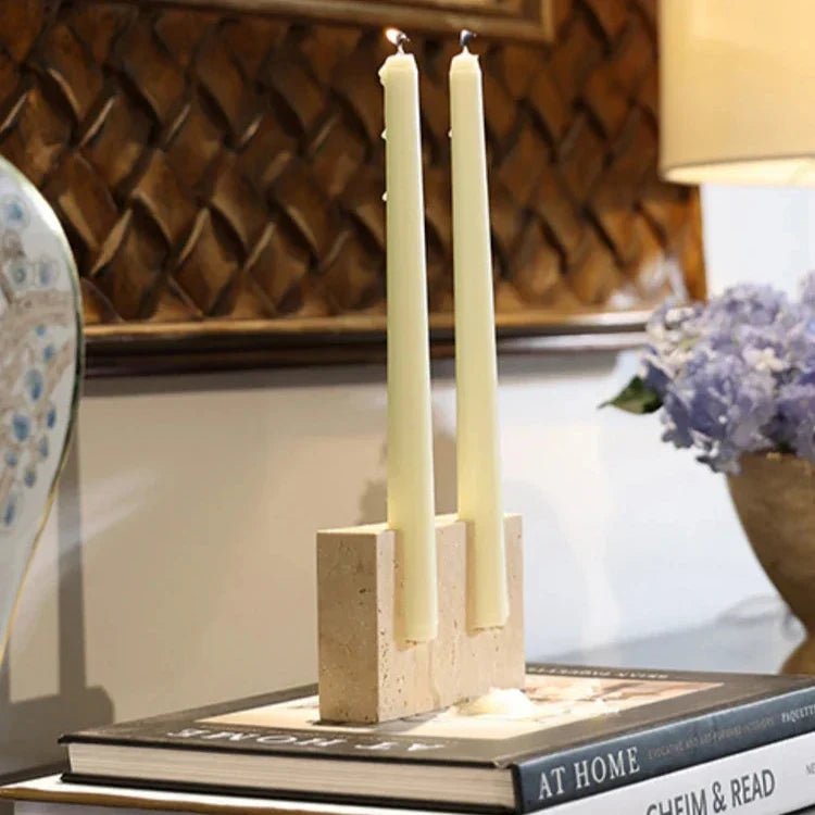 Hom & Ember – Marble Candle Holder for a Sophisticated Ambiance - Hom & Ember
