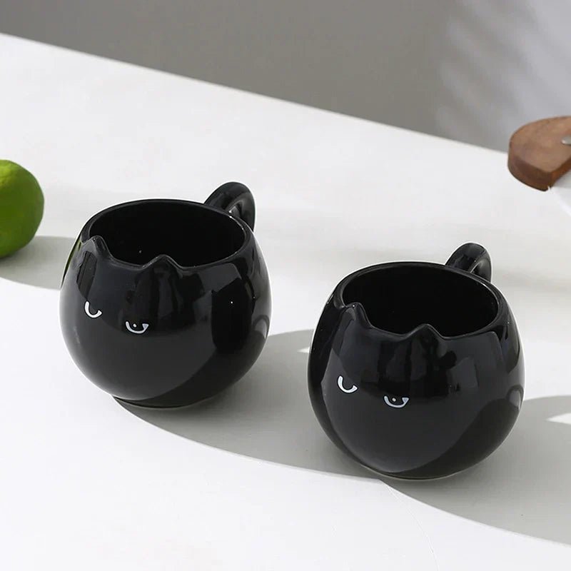Hom & Ember – Midnight Cat Ceramic Mug for Cozy Evenings - Hom & Ember
