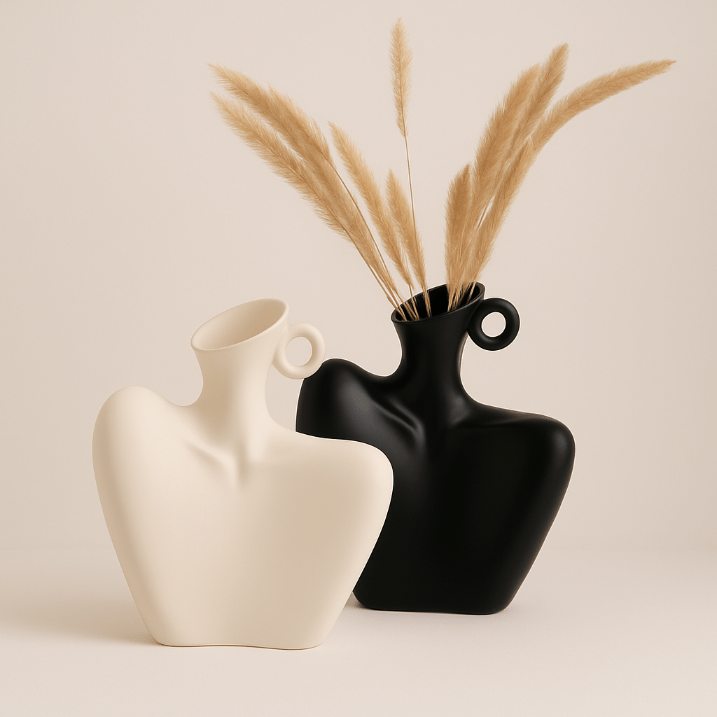 Hom & Ember – Minimalist Curve Ceramic Vase - Hom & Ember