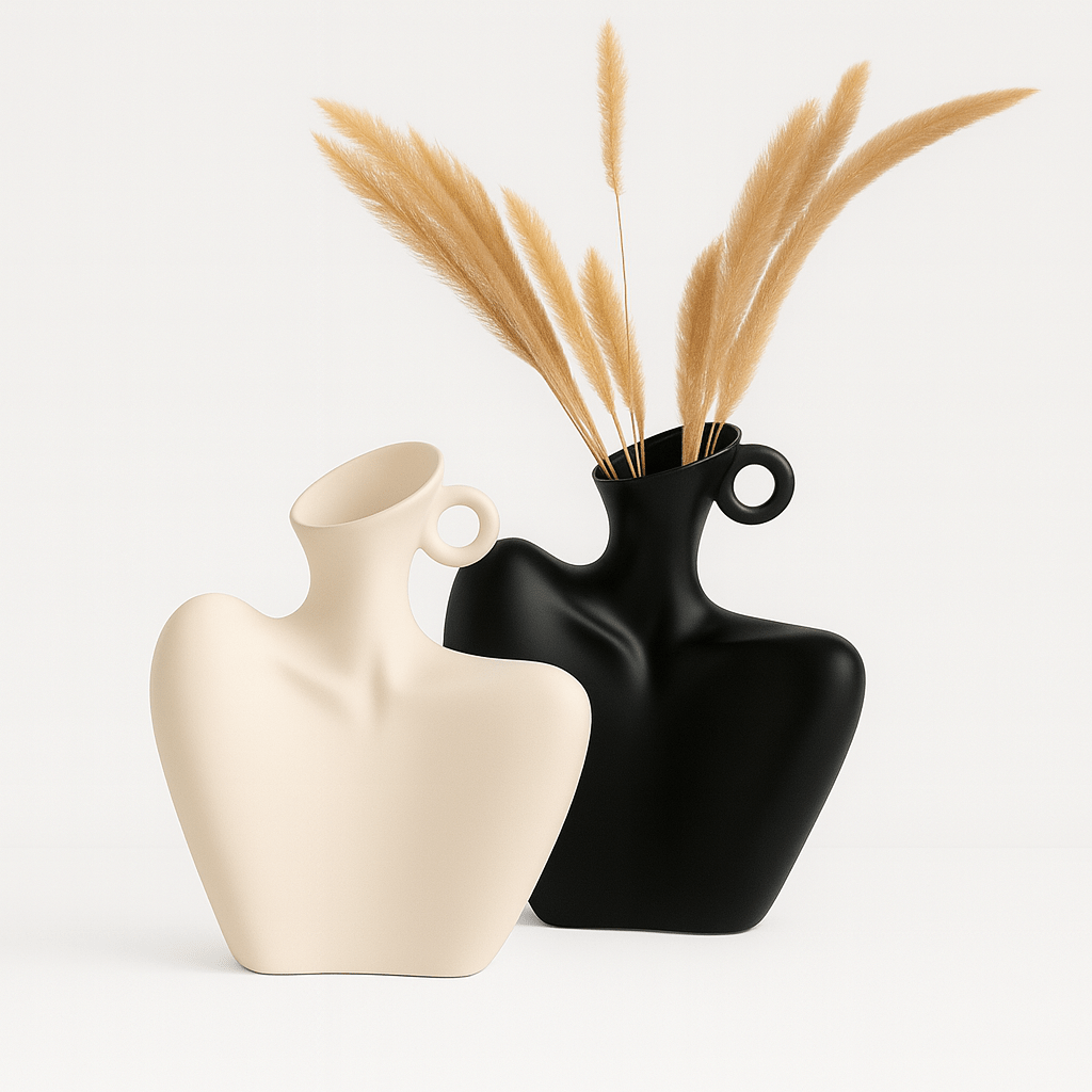 Hom & Ember – Minimalist Curve Ceramic Vase - Hom & Ember