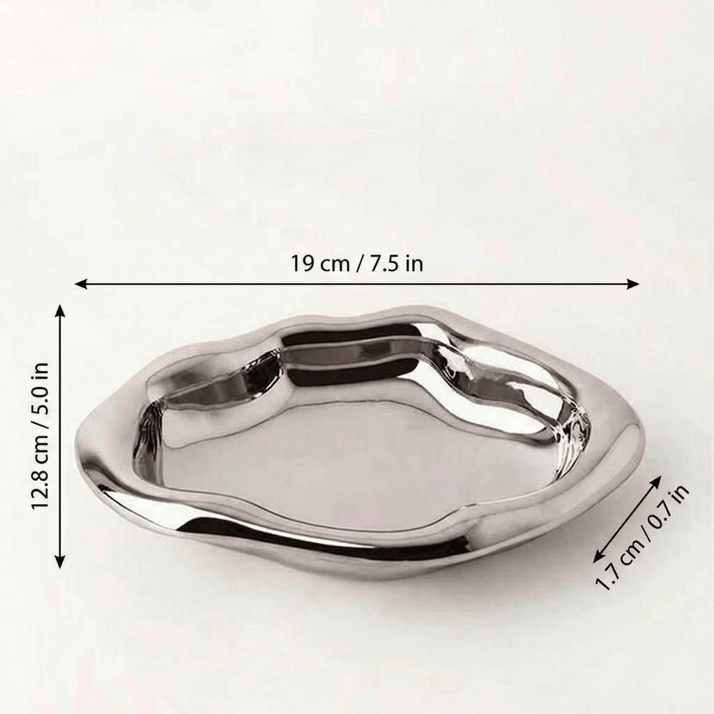 Hom & Ember – Minimalistic Chrome Trinket Dish - Hom & Ember