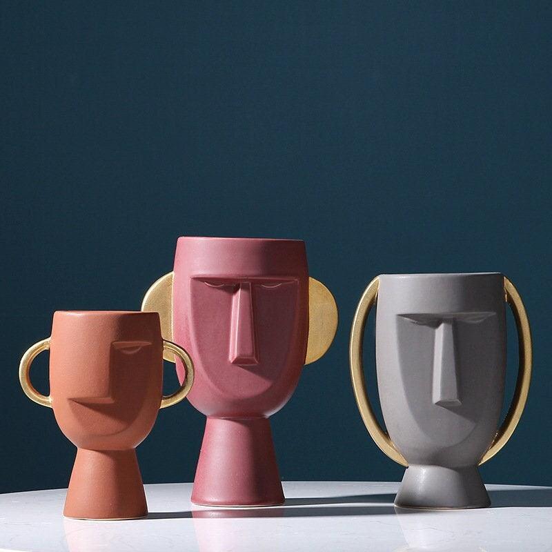 Hom & Ember – Modern Human Face Ceramic Vase - Hom & Ember