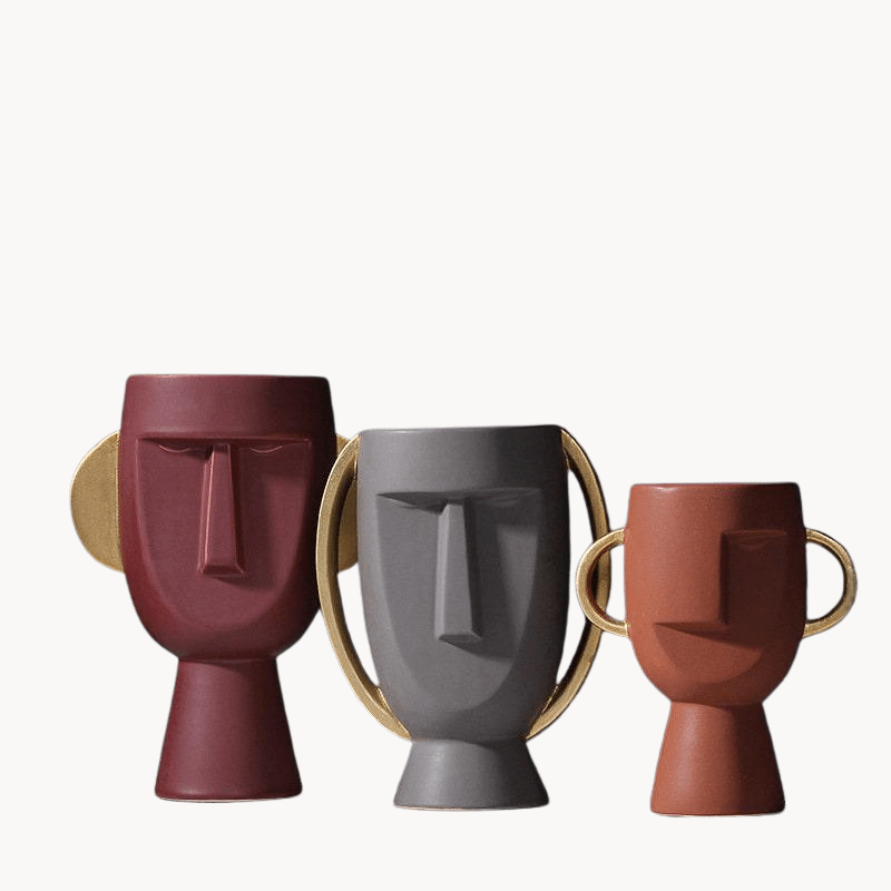Hom & Ember – Modern Human Face Ceramic Vase - Hom & Ember