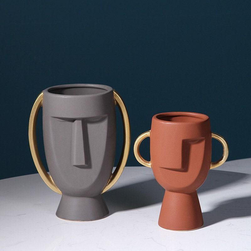 Hom & Ember – Modern Human Face Ceramic Vase - Hom & Ember