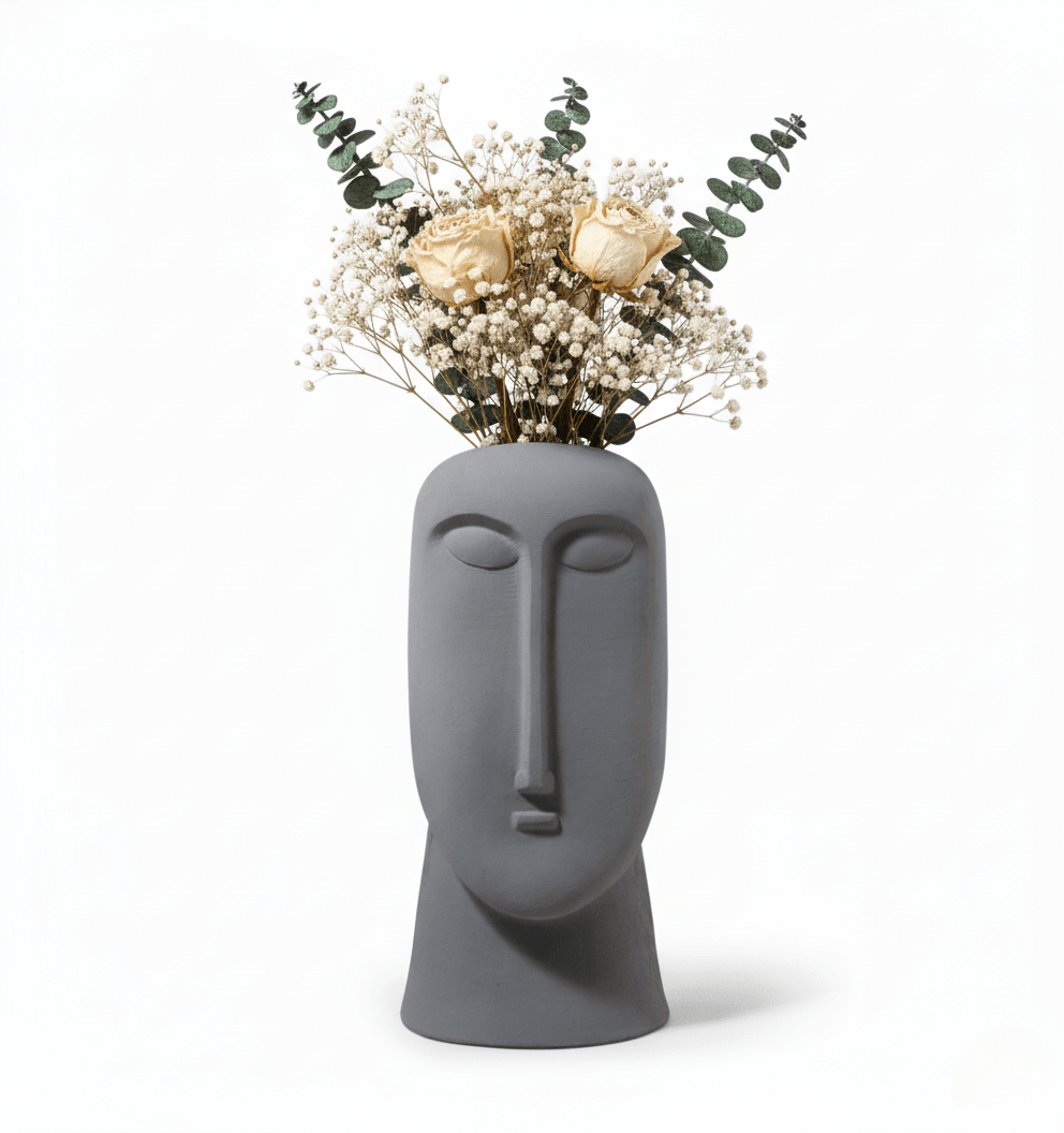 Hom & Ember – Modern Minimalist Abstract Face Ceramic Vase for a Contemporary Aesthetic - Hom & Ember