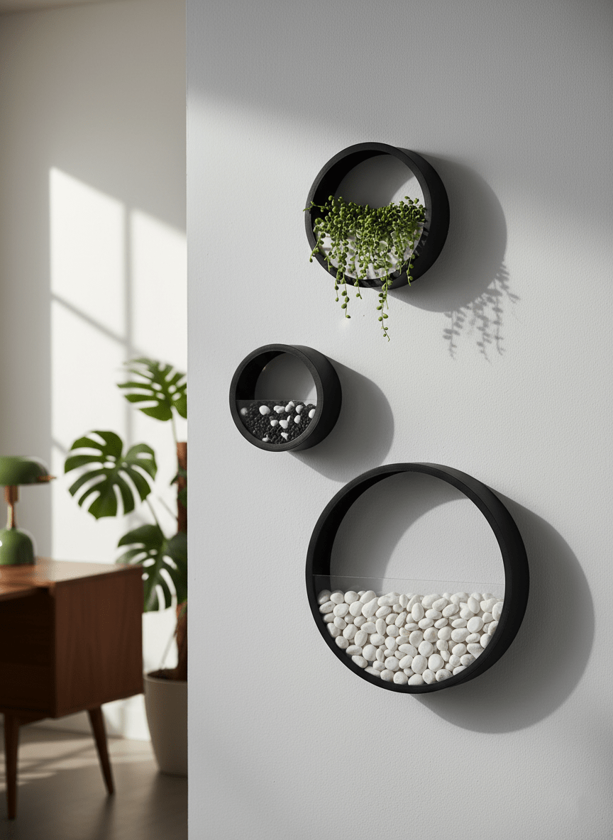 Hom & Ember - Modern Nordic Iron Wall Planter (3 Sizes) - Round Geometric Design - Hom & Ember