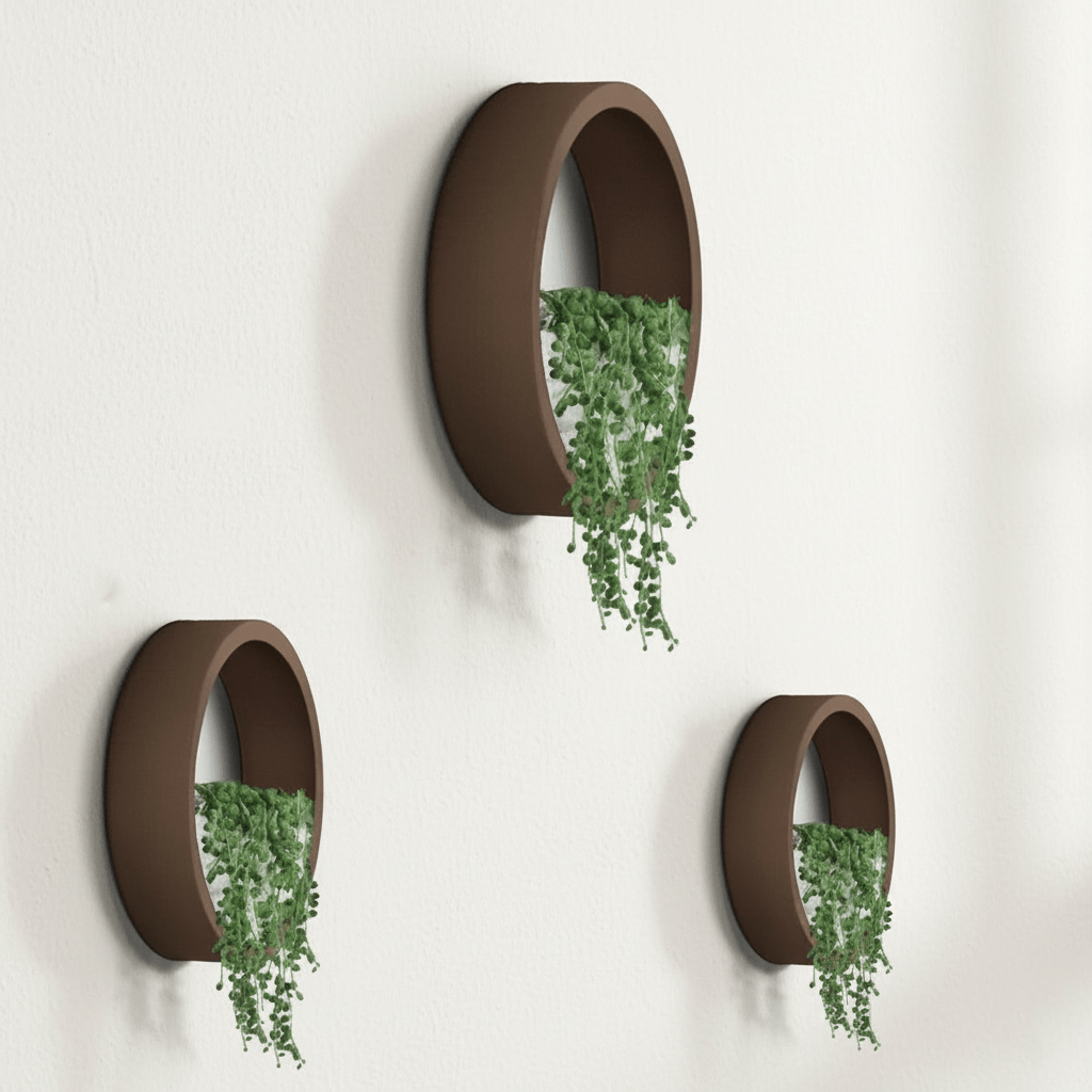 Hom & Ember - Modern Nordic Iron Wall Planter (3 Sizes) - Round Geometric Design - Hom & Ember