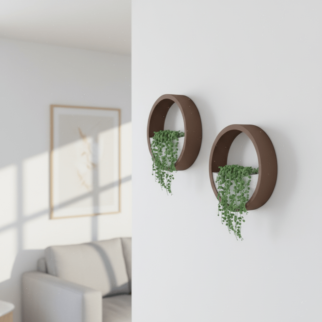 Hom & Ember - Modern Nordic Iron Wall Planter (3 Sizes) - Round Geometric Design - Hom & Ember