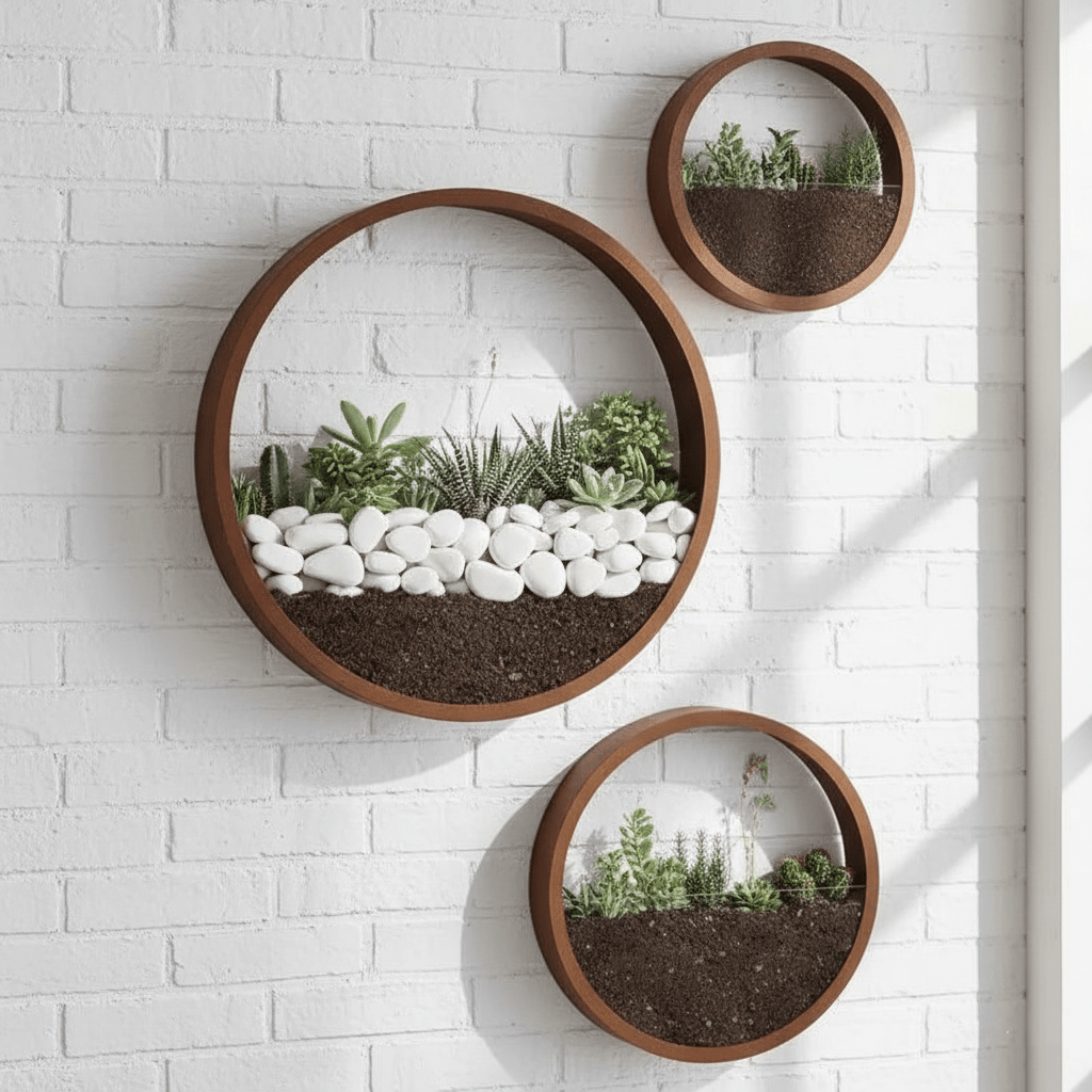 Hom & Ember - Modern Nordic Iron Wall Planter (3 Sizes) - Round Geometric Design - Hom & Ember