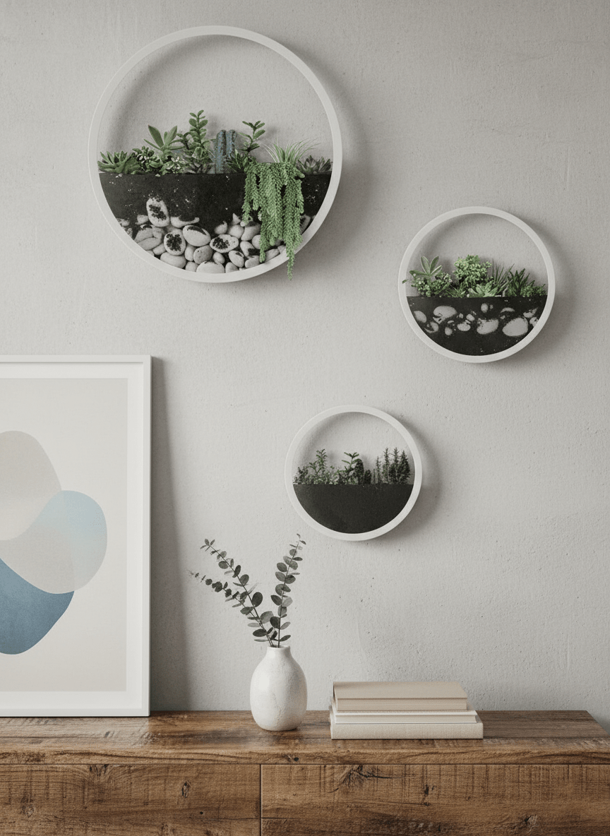 Hom & Ember - Modern Nordic Iron Wall Planter (3 Sizes) - Round Geometric Design - Hom & Ember