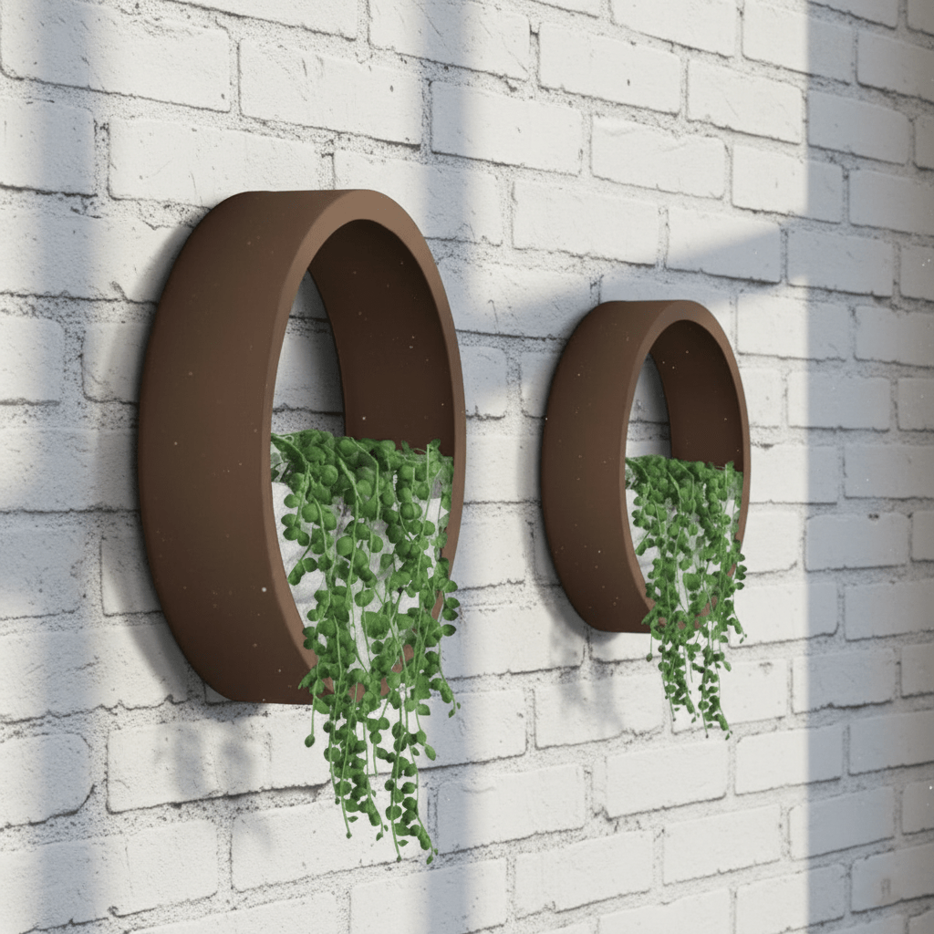 Hom & Ember - Modern Nordic Iron Wall Planter (3 Sizes) - Round Geometric Design - Hom & Ember
